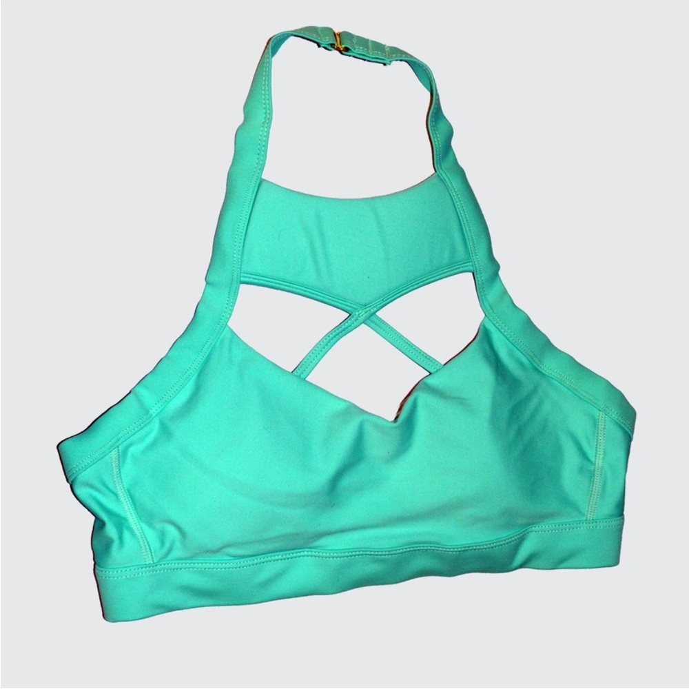 Chestee C + Barbella Green Small sports bra swim top